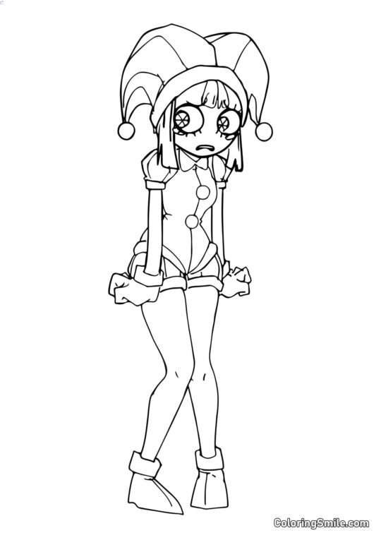 Pomni em Estilo Anime Pomni em Estilo Anime - Página para Colorir