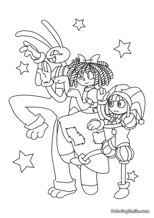 Jacks, Ragata e Pomni Jacks, Ragata e Pomni - Página para Colorir