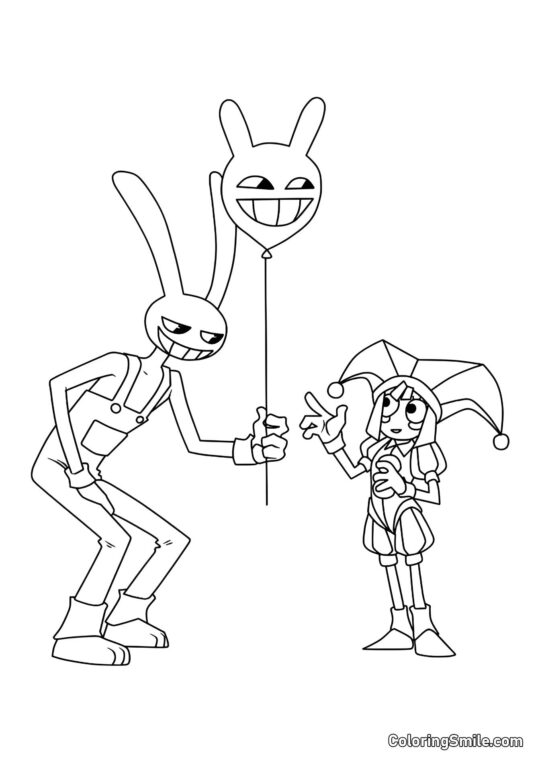 Jacks Dá a Pomni um Balão Jacks Dá a Pomni um Balão - Página para Colorir