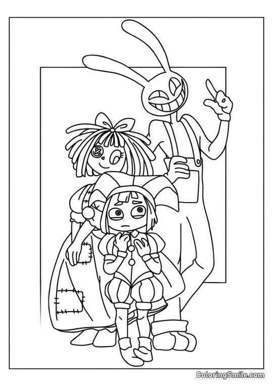 Pomni, Ragata e Jacks Pomni, Ragata e Jacks - Página para Colorir