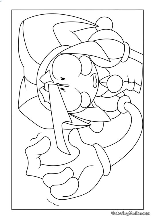 Pomni com uma Faca na Cabeça Pomni com uma Faca na Cabeça - Página para Colorir