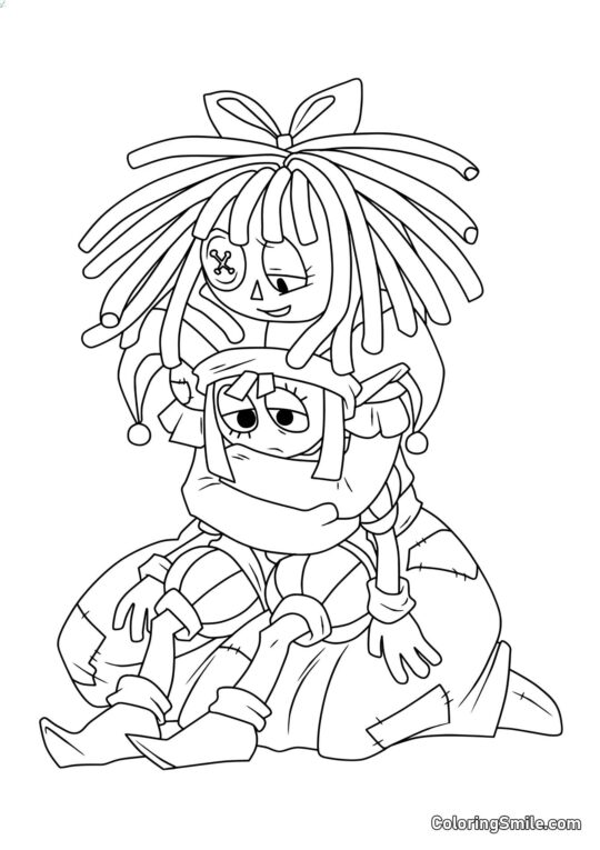 Ragata Abraça Pomni Ragata Abraça Pomni - Página para Colorir