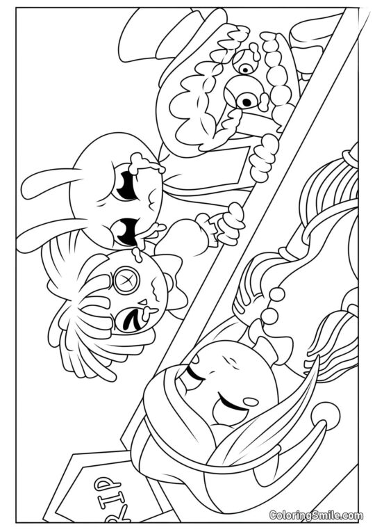 Pomni Cutuca com o Mundo Pomni Cutuca com o Mundo - Página para Colorir