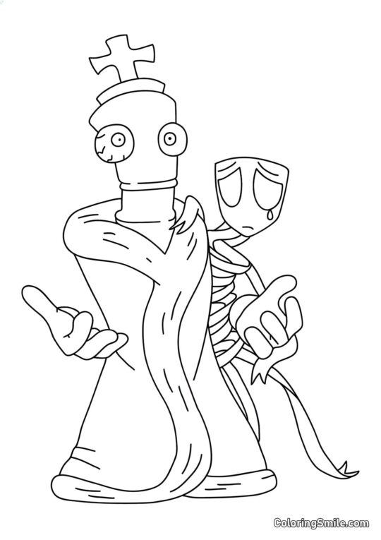 Coral e Gangl do Incrível Círculo Digital Coral e Gangl do Incrível Círculo Digital - Página para Colorir