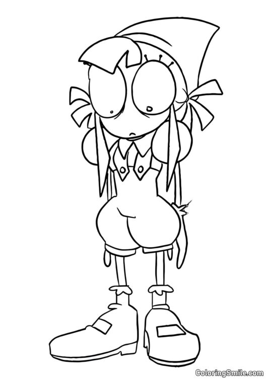 Pomni em uma Capa Vermelha Pomni em uma Capa Vermelha - Página para Colorir