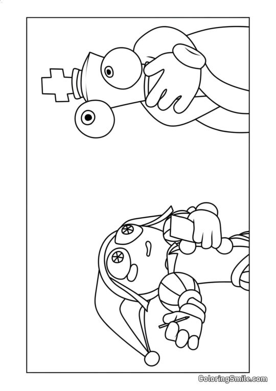 Pomni e Coral Pomni e Coral - Página para Colorir