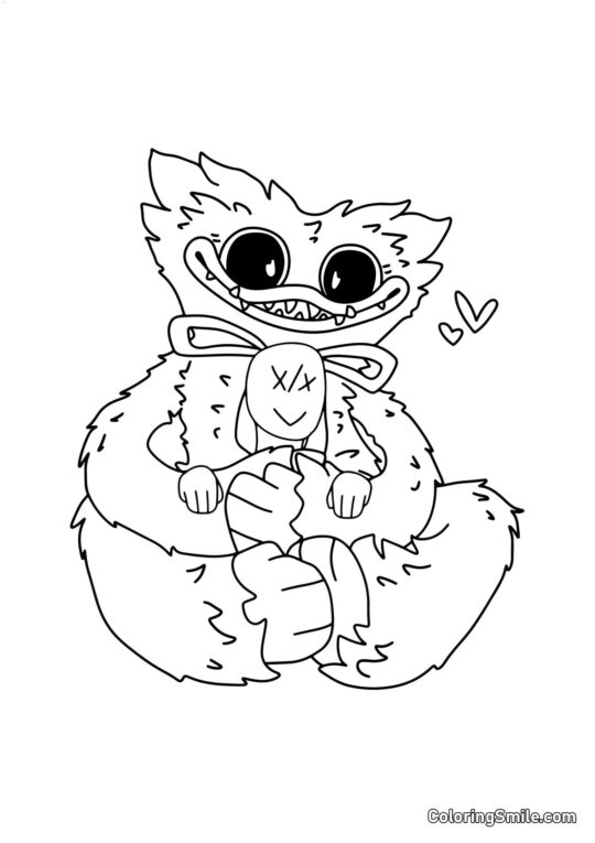 Bebê Huggy Wuggy com um coelhinho Bebê Huggy Wuggy com um coelhinho - Página para Colorir