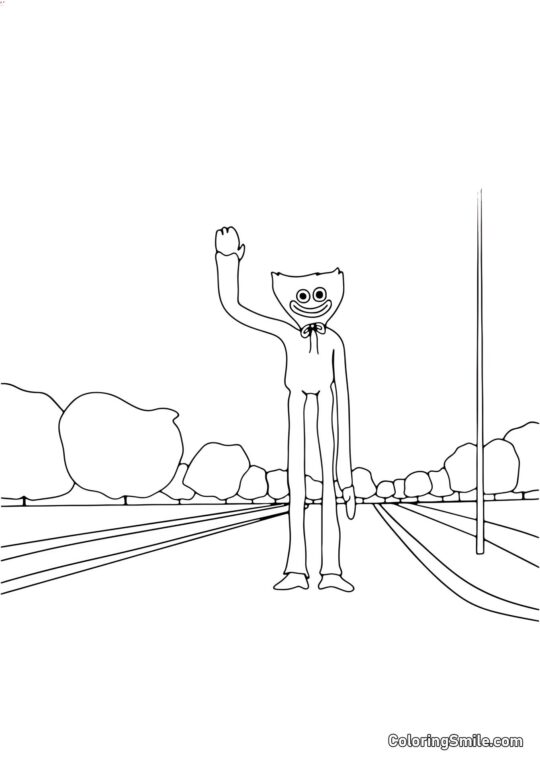 Huggy Wuggy na estrada Huggy Wuggy na estrada - Página para Colorir