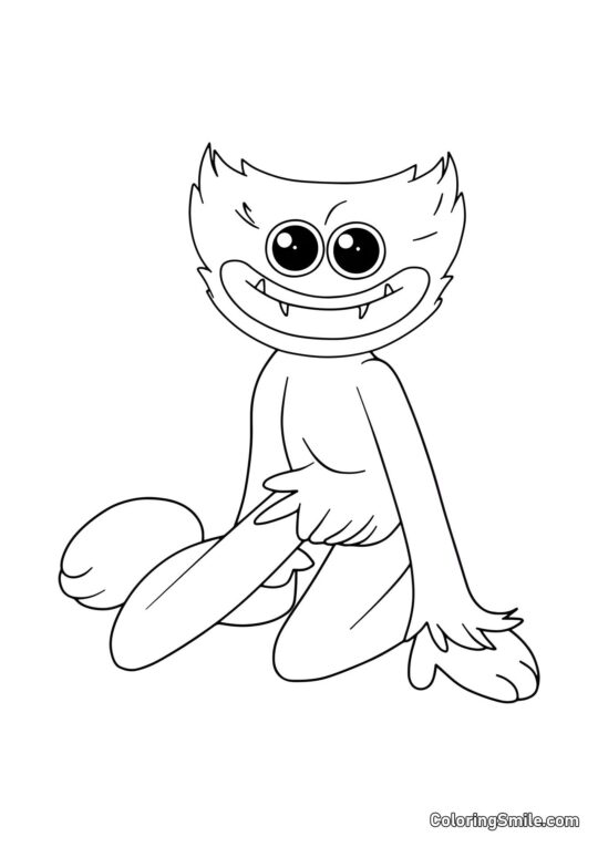 Huggy Wuggy sentado de joelhos Huggy Wuggy sentado de joelhos - Página para Colorir