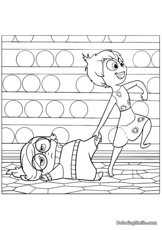 Alegria carregando Tristeza - Página para Colorir