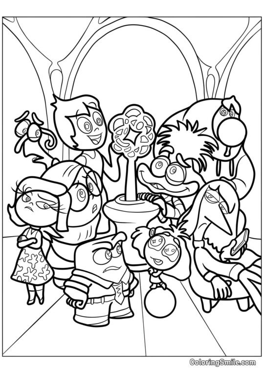 Emoções de Riley ao lado da autoconsciência - Página para Colorir