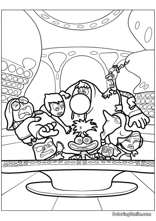 Emoções de Riley no painel de controle - Página para Colorir