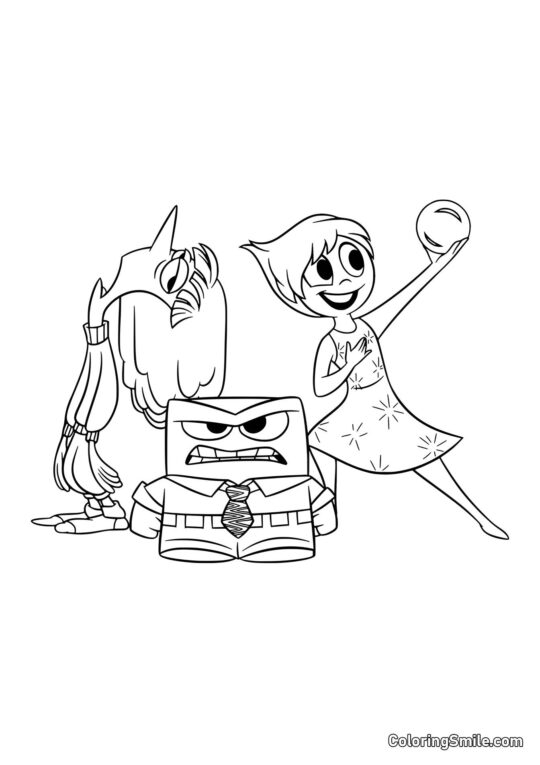 Emoções Tristeza, Raiva e Alegria - Página para Colorir