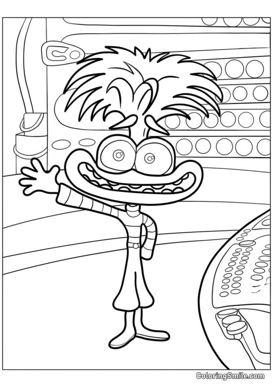 Ansiedade perto do painel de controle emocional - Página para Colorir