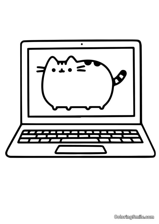 Caderno do Pusheen, o Gato - Página para Colorir
