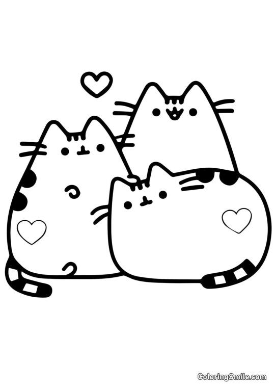 Pusheen, o Gato Apaixonado - Página para Colorir