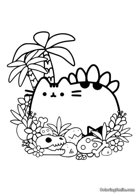 Pusheen, o Gato na Ilha - Página para Colorir