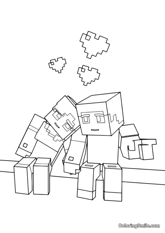 Amando Alex e Steve - Página para Colorir