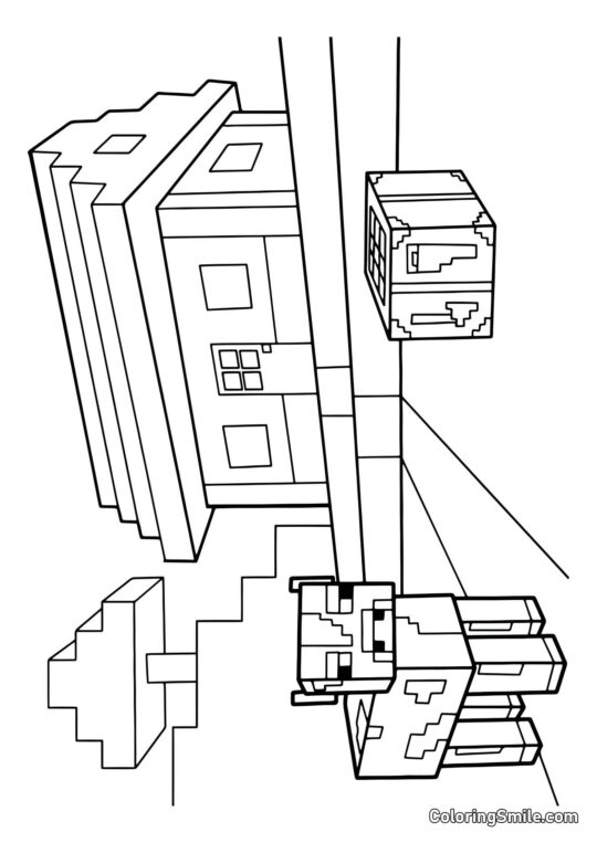 Vaca na Fazenda do Minecraft - Página para Colorir