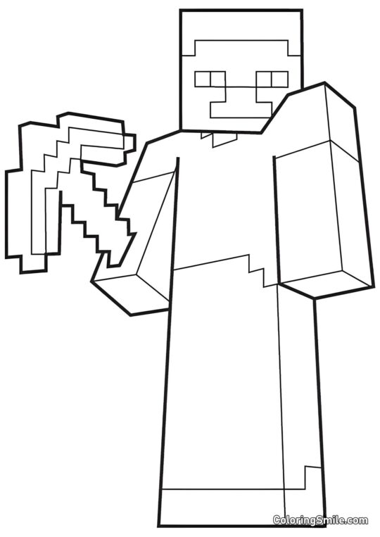 Jogador com Picareta - Página para Colorir