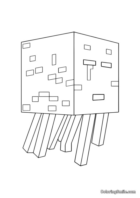 Ghast Hostil do Minecraft - Página para Colorir