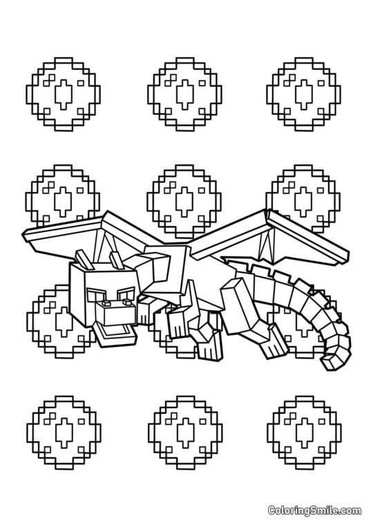 Dragão Preto do Minecraft - Página para Colorir