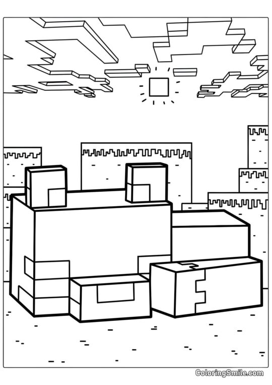 Raposa no Mundo do Minecraft - Página para Colorir