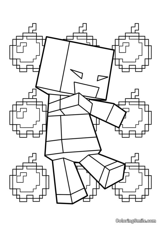 Zumbi Fofo do Minecraft - Página para Colorir