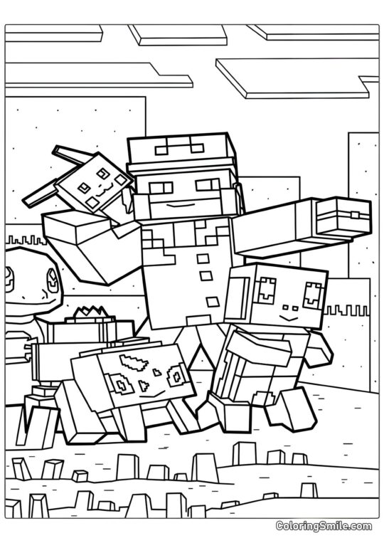 Pokémons no Estilo Minecraft - Página para Colorir