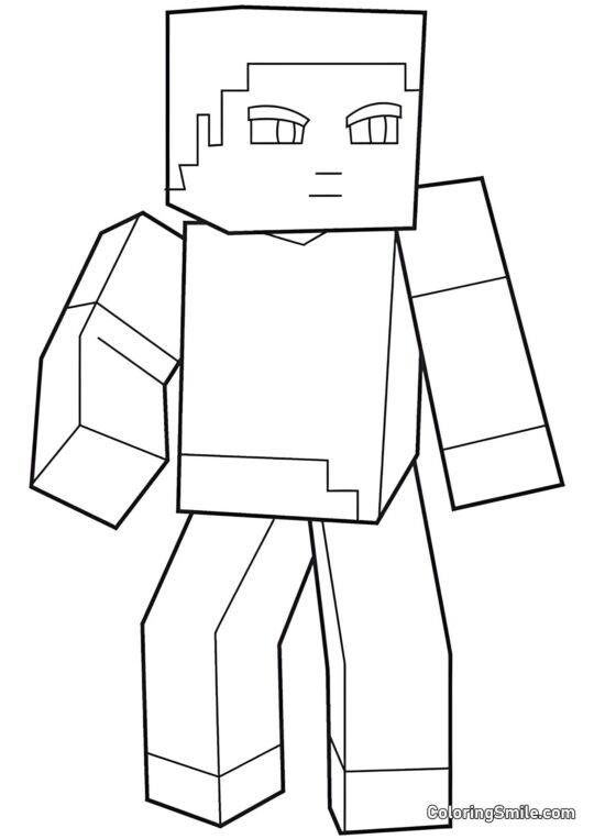 Steve Observando a Área - Página para Colorir