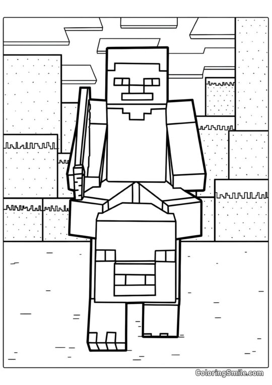 Steve Montando um Porco - Página para Colorir