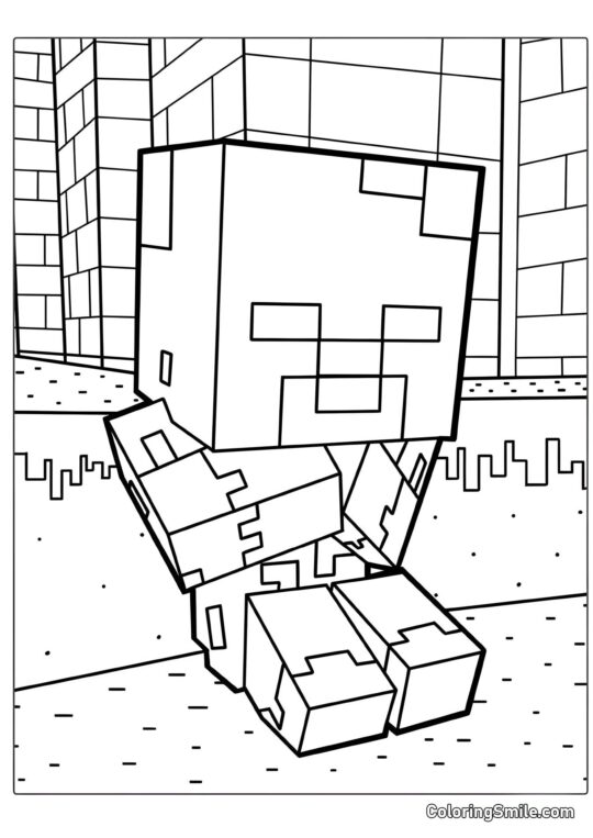 Zumbi Bebê do Minecraft - Página para Colorir