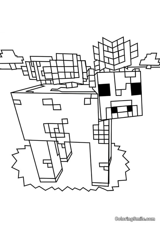 Vaca Cogumelo - Página para Colorir