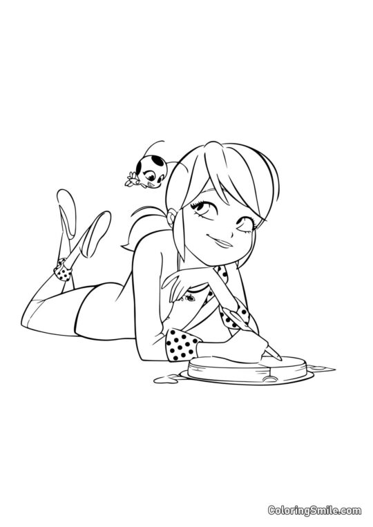 Joaninha Escrevendo no Diário Joaninha Escrevendo no Diário - Página para Colorir