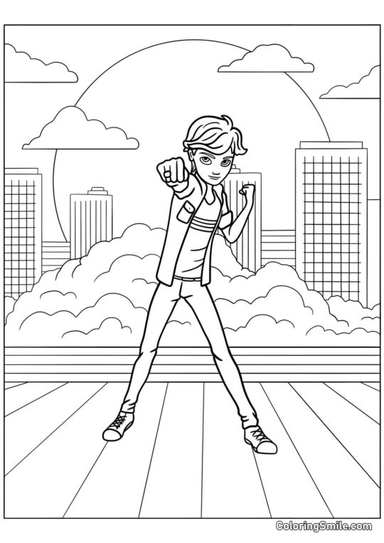 Adrien Agreste Chamando Plagg Adrien Agreste Chamando Plagg - Página para Colorir