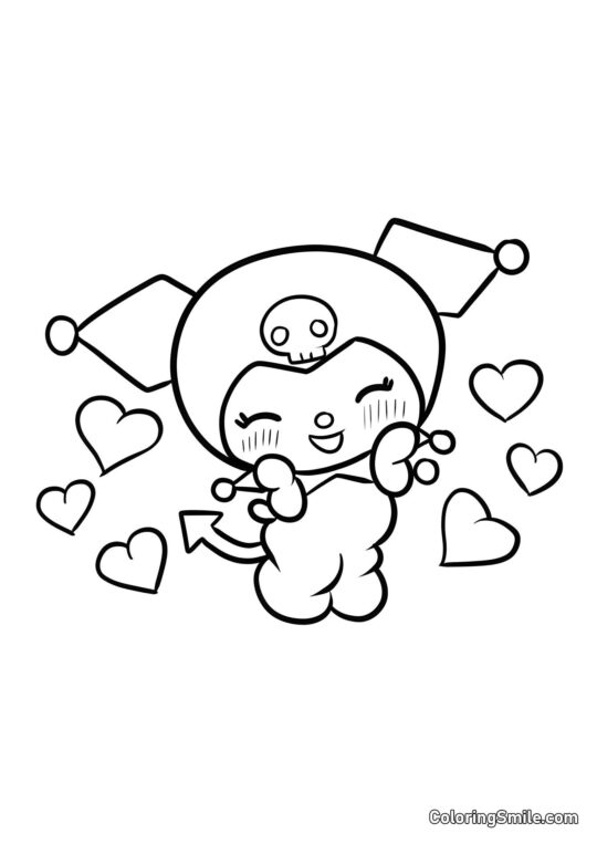 Coelho Kuromi Tímido - Página para Colorir