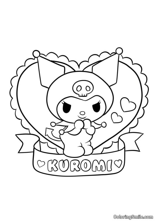 Kuromi Dia dos Namorados - Página para Colorir