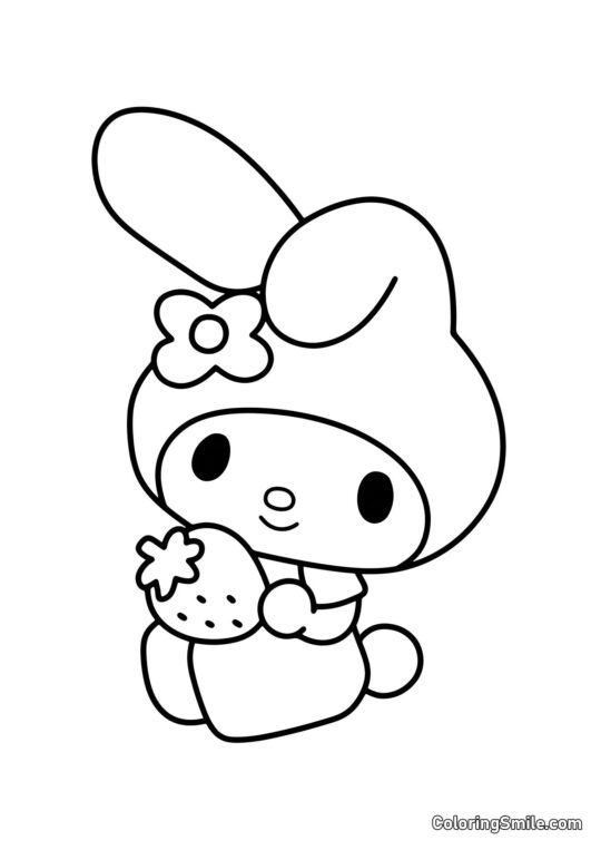 My Melody com Morango - Página para Colorir