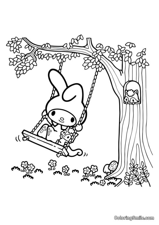 My Melody no Balanço - Página para Colorir