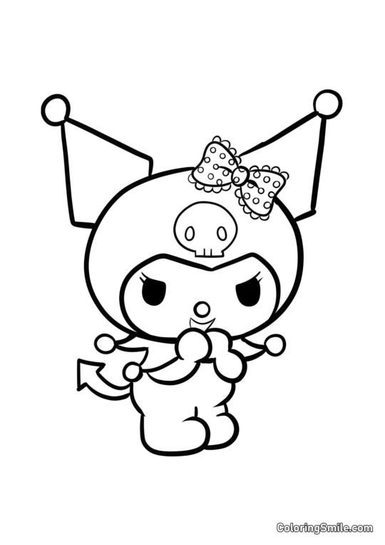 Kuromi com Laço - Página para Colorir