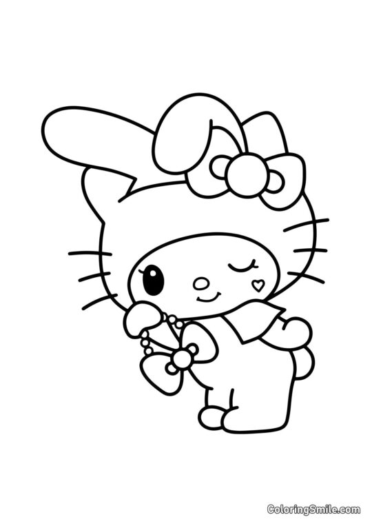 My Melody com Laço Bonito - Página para Colorir
