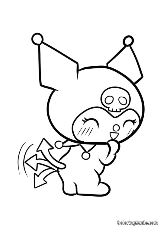 Kuromi Abanando o Rabo - Página para Colorir