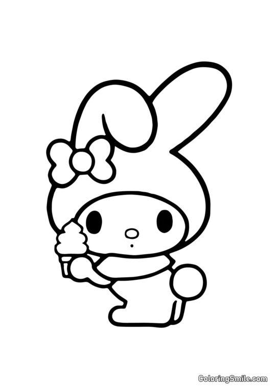 My Melody com Sorvete - Página para Colorir