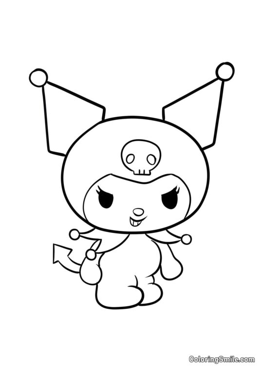 Kuromi Sorridente - Página para Colorir