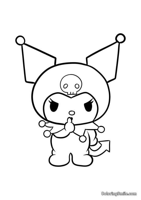 Kuromi Pedindo Silêncio - Página para Colorir