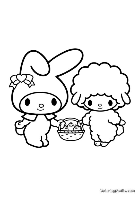 My Melody e Piano Chan - Página para Colorir