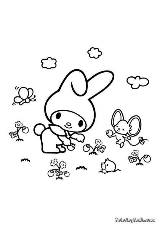 My Melody, Rato e Toupeira - Página para Colorir