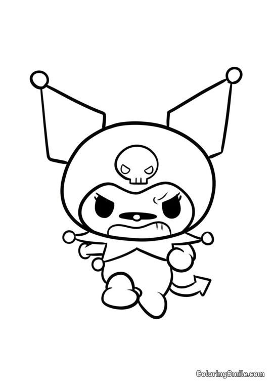 Coelho Kuromi Bravo - Página para Colorir