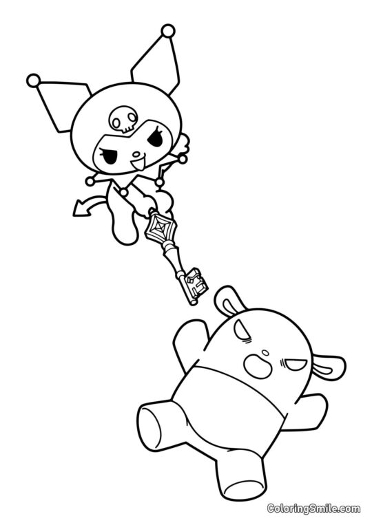 Kuromi e Baku - Página para Colorir