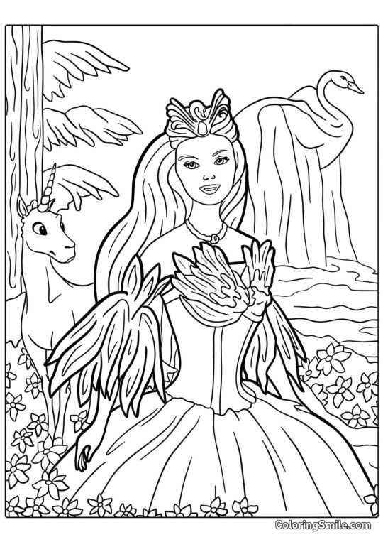 Barbie cisne - Página para Colorir